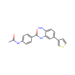 CC(=O)Nc1ccc(C(=O)Nc2cc(-c3ccsc3)ccc2N)cc1 ZINC000029126858