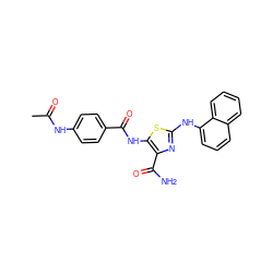 CC(=O)Nc1ccc(C(=O)Nc2sc(Nc3cccc4ccccc34)nc2C(N)=O)cc1 ZINC000207250447