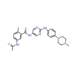 CC(=O)Nc1ccc(C)c(C(=O)Nc2cnc(Nc3ccc(N4CCN(C)CC4)cc3)nc2)c1 ZINC000053050652