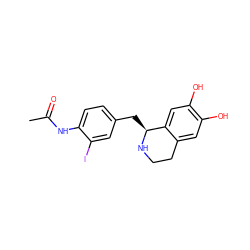 CC(=O)Nc1ccc(C[C@@H]2NCCc3cc(O)c(O)cc32)cc1I ZINC000013758576