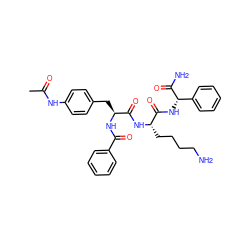 CC(=O)Nc1ccc(C[C@H](NC(=O)c2ccccc2)C(=O)N[C@@H](CCCCN)C(=O)N[C@H](C(N)=O)c2ccccc2)cc1 ZINC000473154686