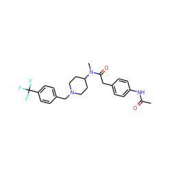 CC(=O)Nc1ccc(CC(=O)N(C)C2CCN(Cc3ccc(C(F)(F)F)cc3)CC2)cc1 ZINC000084604666