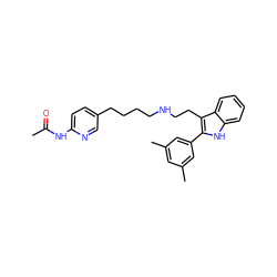 CC(=O)Nc1ccc(CCCCNCCc2c(-c3cc(C)cc(C)c3)[nH]c3ccccc23)cn1 ZINC000026019734