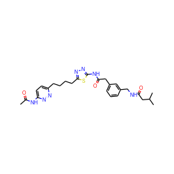 CC(=O)Nc1ccc(CCCCc2nnc(NC(=O)Cc3cccc(CNC(=O)CC(C)C)c3)s2)nn1 ZINC000169698371