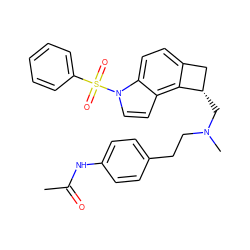 CC(=O)Nc1ccc(CCN(C)C[C@H]2Cc3ccc4c(ccn4S(=O)(=O)c4ccccc4)c32)cc1 ZINC001772624381