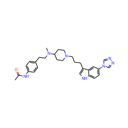 CC(=O)Nc1ccc(CCN(C)C2CCN(CCCc3c[nH]c4ccc(-n5cnnc5)cc34)CC2)cc1 ZINC000013802488