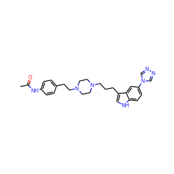 CC(=O)Nc1ccc(CCN2CCN(CCCc3c[nH]c4ccc(-n5cnnc5)cc34)CC2)cc1 ZINC000022938838