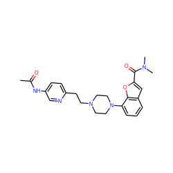 CC(=O)Nc1ccc(CCN2CCN(c3cccc4cc(C(=O)N(C)C)oc34)CC2)nc1 ZINC000114868104