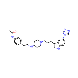 CC(=O)Nc1ccc(CCNC2CCN(CCCc3c[nH]c4ccc(-n5cnnc5)cc34)CC2)cc1 ZINC000013802478