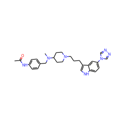 CC(=O)Nc1ccc(CN(C)C2CCN(CCCc3c[nH]c4ccc(-n5cnnc5)cc34)CC2)cc1 ZINC000013802485