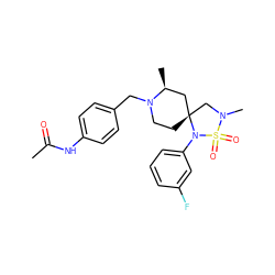 CC(=O)Nc1ccc(CN2CC[C@@]3(C[C@@H]2C)CN(C)S(=O)(=O)N3c2cccc(F)c2)cc1 ZINC000095572908