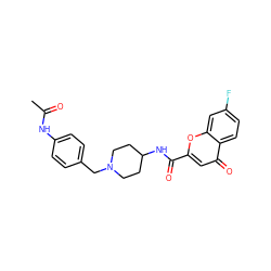 CC(=O)Nc1ccc(CN2CCC(NC(=O)c3cc(=O)c4ccc(F)cc4o3)CC2)cc1 ZINC000036126728