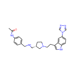 CC(=O)Nc1ccc(CNC[C@@H]2CCN(CCc3c[nH]c4ccc(-n5cnnc5)cc34)C2)cc1 ZINC000013794072