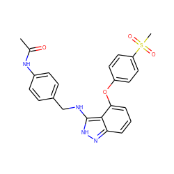 CC(=O)Nc1ccc(CNc2[nH]nc3cccc(Oc4ccc(S(C)(=O)=O)cc4)c23)cc1 ZINC000028457330