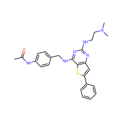 CC(=O)Nc1ccc(CNc2nc(NCCN(C)C)nc3cc(-c4ccccc4)sc23)cc1 ZINC000061907346