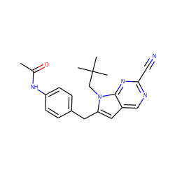 CC(=O)Nc1ccc(Cc2cc3cnc(C#N)nc3n2CC(C)(C)C)cc1 ZINC000028958211