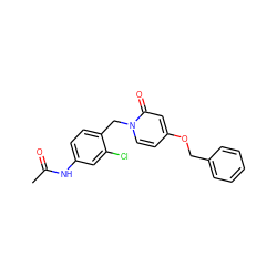 CC(=O)Nc1ccc(Cn2ccc(OCc3ccccc3)cc2=O)c(Cl)c1 ZINC000029047639