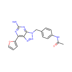 CC(=O)Nc1ccc(Cn2nnc3c(-c4ccco4)nc(N)nc32)cc1 ZINC000040876781