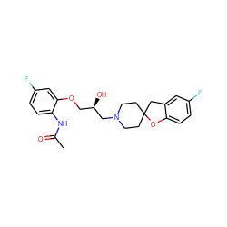 CC(=O)Nc1ccc(F)cc1OC[C@@H](O)CN1CCC2(CC1)Cc1cc(F)ccc1O2 ZINC000095589965