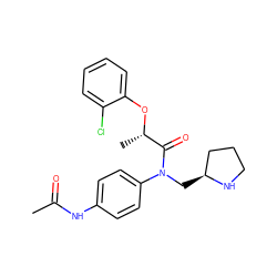 CC(=O)Nc1ccc(N(C[C@H]2CCCN2)C(=O)[C@H](C)Oc2ccccc2Cl)cc1 ZINC000045506569