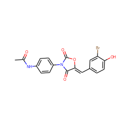 CC(=O)Nc1ccc(N2C(=O)O/C(=C\c3ccc(O)c(Br)c3)C2=O)cc1 ZINC000084619717