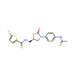 CC(=O)Nc1ccc(N2C[C@@H](CNC(=O)c3ccc(Cl)s3)OC2=O)cc1 ZINC000113064923