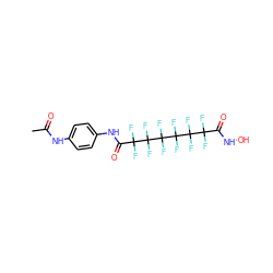 CC(=O)Nc1ccc(NC(=O)C(F)(F)C(F)(F)C(F)(F)C(F)(F)C(F)(F)C(F)(F)C(=O)NO)cc1 ZINC000082158278