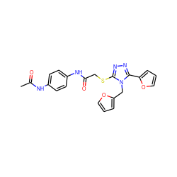 CC(=O)Nc1ccc(NC(=O)CSc2nnc(-c3ccco3)n2Cc2ccco2)cc1 ZINC000002381401