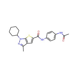 CC(=O)Nc1ccc(NC(=O)c2cc3c(C)nn(C4CCCCC4)c3s2)cc1 ZINC000114713839