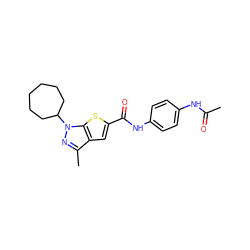 CC(=O)Nc1ccc(NC(=O)c2cc3c(C)nn(C4CCCCCC4)c3s2)cc1 ZINC000114711437