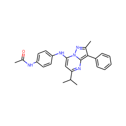 CC(=O)Nc1ccc(Nc2cc(C(C)C)nc3c(-c4ccccc4)c(C)nn23)cc1 ZINC000002217835