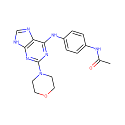 CC(=O)Nc1ccc(Nc2nc(N3CCOCC3)nc3[nH]cnc23)cc1 ZINC000053296232