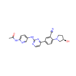 CC(=O)Nc1ccc(Nc2nccc(-c3ccc(N4CC[C@@H](O)C4)c(C#N)c3)n2)cn1 ZINC000143603121