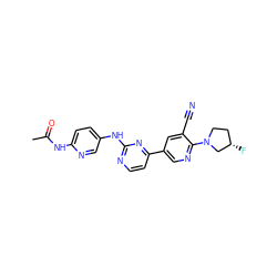 CC(=O)Nc1ccc(Nc2nccc(-c3cnc(N4CC[C@H](F)C4)c(C#N)c3)n2)cn1 ZINC000221244529