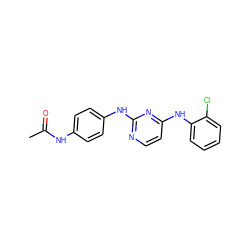 CC(=O)Nc1ccc(Nc2nccc(Nc3ccccc3Cl)n2)cc1 ZINC000150033423