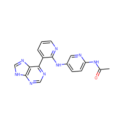 CC(=O)Nc1ccc(Nc2ncccc2-c2ncnc3[nH]cnc23)cn1 ZINC000113149800