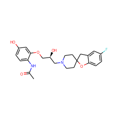 CC(=O)Nc1ccc(O)cc1OC[C@@H](O)CN1CCC2(CC1)Cc1cc(F)ccc1O2 ZINC000034207348