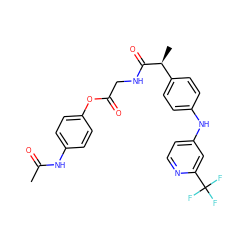 CC(=O)Nc1ccc(OC(=O)CNC(=O)[C@@H](C)c2ccc(Nc3ccnc(C(F)(F)F)c3)cc2)cc1 ZINC000045338288