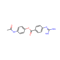 CC(=O)Nc1ccc(OC(=O)c2ccc(N=C(N)N)cc2)cc1 ZINC000003870990