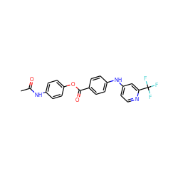 CC(=O)Nc1ccc(OC(=O)c2ccc(Nc3ccnc(C(F)(F)F)c3)cc2)cc1 ZINC000045355732