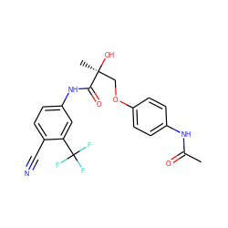 CC(=O)Nc1ccc(OC[C@](C)(O)C(=O)Nc2ccc(C#N)c(C(F)(F)F)c2)cc1 ZINC000027201582