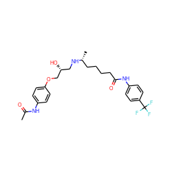 CC(=O)Nc1ccc(OC[C@H](O)CN[C@H](C)CCCCC(=O)Nc2ccc(C(F)(F)F)cc2)cc1 ZINC000026283291