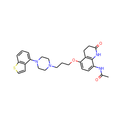 CC(=O)Nc1ccc(OCCCN2CCN(c3cccc4sccc34)CC2)c2c1NC(=O)CC2 ZINC001772587379