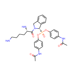 CC(=O)Nc1ccc(OP(=O)(Oc2ccc(NC(C)=O)cc2)[C@H]2c3ccccc3CN2C(=O)[C@@H](N)CCCCN)cc1 ZINC000028827049