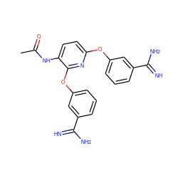 CC(=O)Nc1ccc(Oc2cccc(C(=N)N)c2)nc1Oc1cccc(C(=N)N)c1 ZINC000013797395