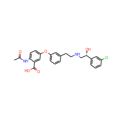 CC(=O)Nc1ccc(Oc2cccc(CCNC[C@H](O)c3cccc(Cl)c3)c2)cc1C(=O)O ZINC000045495630