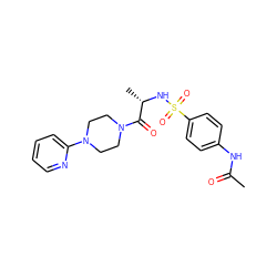 CC(=O)Nc1ccc(S(=O)(=O)N[C@@H](C)C(=O)N2CCN(c3ccccn3)CC2)cc1 ZINC000009613298