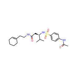 CC(=O)Nc1ccc(S(=O)(=O)N[C@H](CC(=O)NCCC2=CCCCC2)C(C)C)cc1 ZINC000002938962