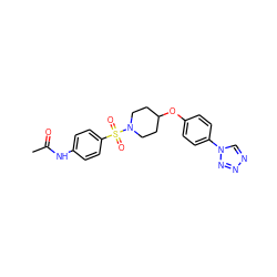 CC(=O)Nc1ccc(S(=O)(=O)N2CCC(Oc3ccc(-n4cnnn4)cc3)CC2)cc1 ZINC000008613168