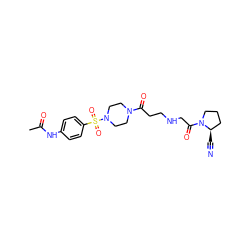 CC(=O)Nc1ccc(S(=O)(=O)N2CCN(C(=O)CCNCC(=O)N3CCC[C@H]3C#N)CC2)cc1 ZINC000013679150